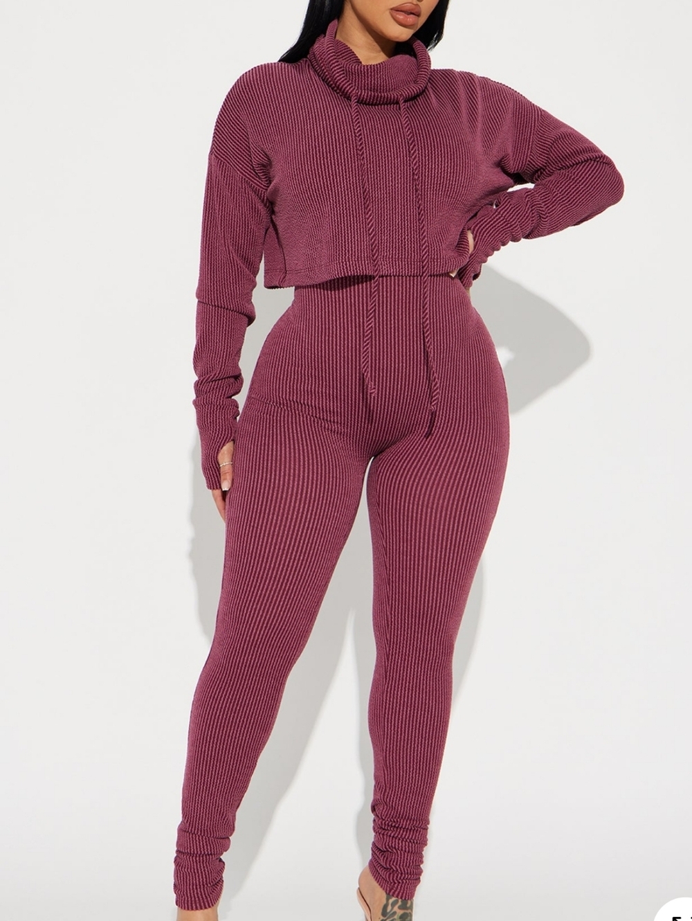Fashion Nova Ribbed Two-Piece Set in Plum NWOT